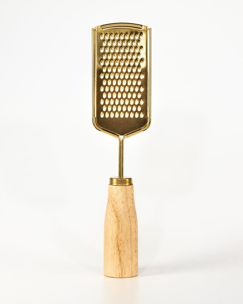 Standing Stainless Steel Grater with Wood Handle, Gold Finish – Salt &  Honey Market